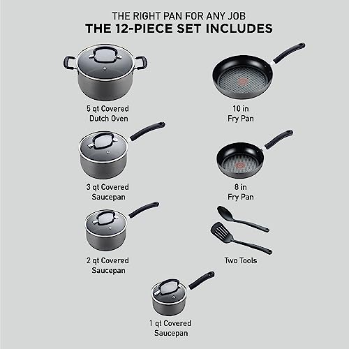 T-fal Ultimate Hard Anodized Nonstick Cookware Set 12Pcs 32406055629 - Black - Like New