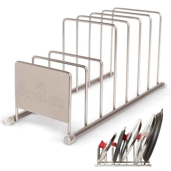 CUISINEL LID AND DISH ORGANIZER RACK, SATIN NICKEL - Like New