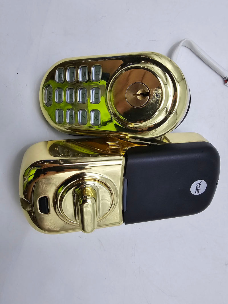 Yale Security Real Living Lock YRD210NR605 Keyless Button Deadbolt - Brass/Gold Like New