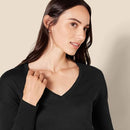 AMAZON ESSENTIALS WOMEN'S LONG SLEEVE V-NECK TUNIC SWEATER - SIZE: S - BLACK - Like New