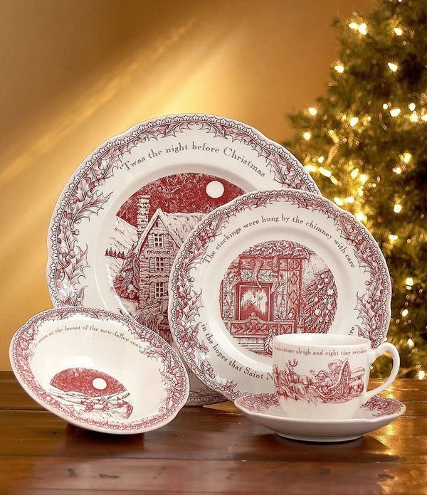 JOHNSON BROTHERS TWAS THE NIGHT BEFORE CHRISTMAS 5 PC PLACE SETTING (S) - Like New