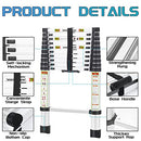 RIKADE TELESCOPIC LADDER 8.5FT ALUMINUM NON-SLIP FEET 330LB RK-SST-26 - SILVER - Like New