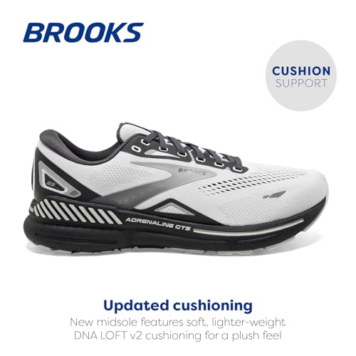 BROOKS MEN’S ADRENALINE GTS 23 SHOES - OYSTER/EBONY/ALLOY - SIZE 12/11 - Like New