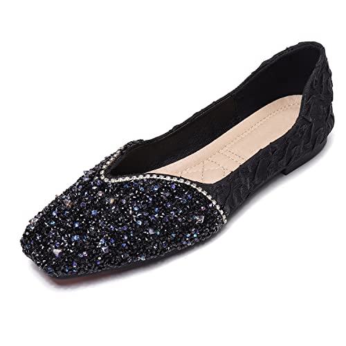 883-60 QXCXINGDY WOMEN'S LOAFERS FLATS CASUAL MOCCASIN PENNY SIZE CH-43 - BLACK - Brand New