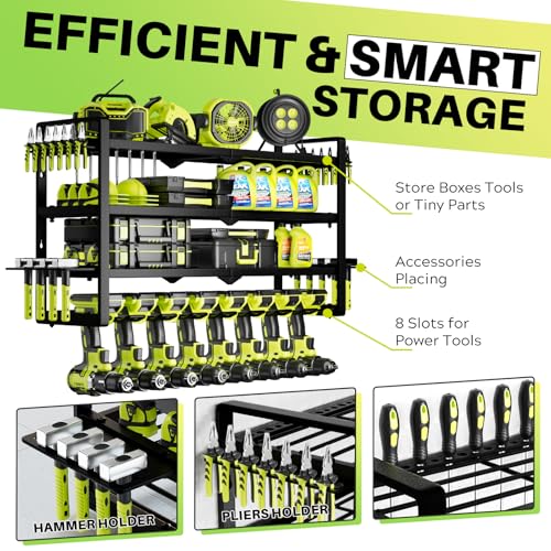 HIPIDIAN LARGE POWER TOOL ORGANIZER WALL MOUNT - DARK BLACK - Like New