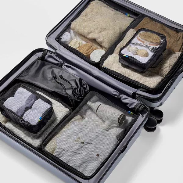 OPEN STORY 7PC PACKING CUBE SET WITH COMPRESSION - BLACK - Like New