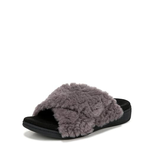 VIONIC WOMEN'S RELAX II SLIDES SLIPPER SIZE: WOMEN'S 10 CHARCOAL GRAY FABRIC - Like New