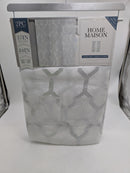HOME MAISON GEOMETRIC WINDOW CURTAIN, 37X84 (2 PIECES), WHITE-SILVER - Brand New