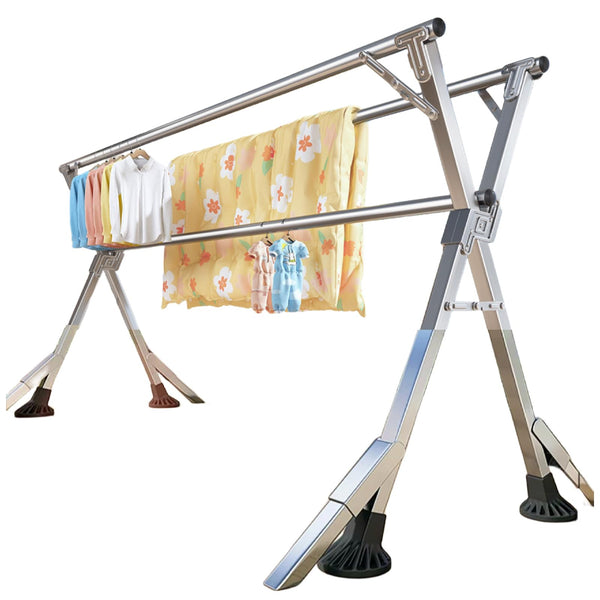 ANJIYP 95 INCHES CLOTHES DRYING RACK WINDPROOF - SILVER - Like New