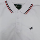 TIGER WOLF MEN'S THREE BUTTON POLO - SIZE: MEN M - WHITE/BLACK/RED - Like New