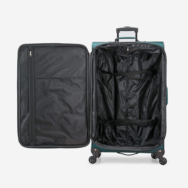 U.S. Traveler Aviron Bay Expandable Softside Spinner Wheels 3 Piece Luggage-TEAL Like New