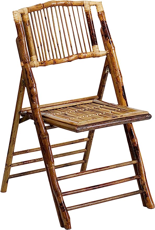 Flash Furniture American Champion Bamboo Folding Chair 4 Pack 4X62111BAM - Brown - Like New
