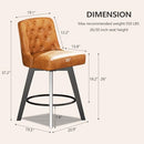 MINCETA COUNTER STOOL 26" 360 FREE SWIVEL BAR STOOL PU LEATHER BROWN Set of 2 - Like New