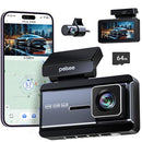 PELSEE P3 4K DASH CAM FRONT AND REAR, 64GB SD CARD, 4K+1080P DUAL - BLACK - Like New