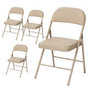 4 Pack Khaki Folding Chairs Padded Cushion Back Portable Duty Metal Frame - Brand New
