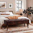 Furnimart Faux Leather Bench Ottoman  Tufted Button B09R4WJMXG - Dark Brown - Brand New