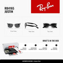 RAY BAN RAY-BAN RB4165 JUSTIN CLASSIC SQUARE MEN WOMEN RUBBER TRANSPARENT GRAY - Like New