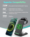 LABJOB 3 IN 1 WIRELESS CHARGING STATION FOR IPHONE, WATCH, AIRPODS T3 - BLACK - Like New