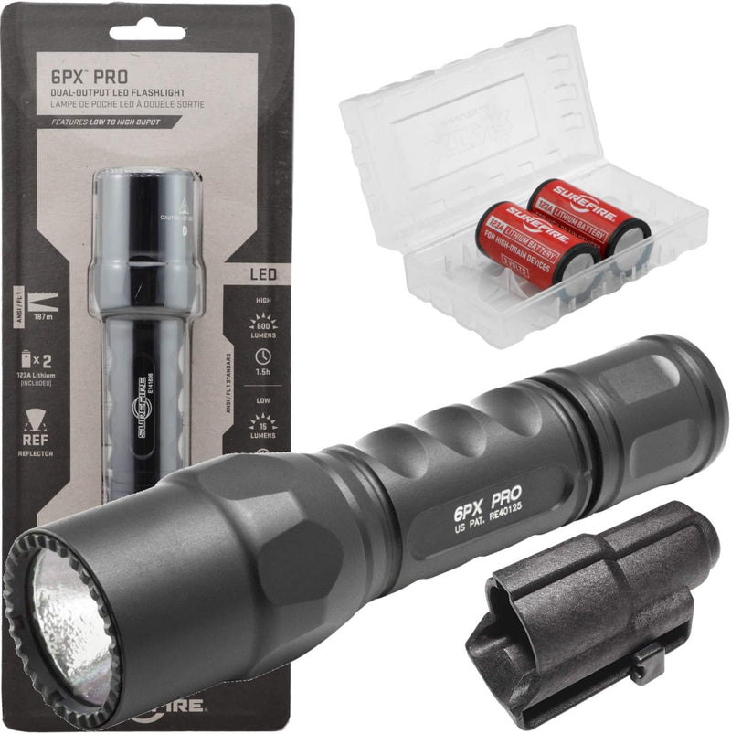 Surefire 6PX Pro 600 Lumen Dual-Output LED Flashlight w/Holster 6PX-D-BK - Black Like New