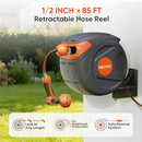 NEOTEC RETRACTABLE GARDEN HOSE REEL 1/2" X 65 FT WALL MOUNTED G201220 - GRAY - Like New