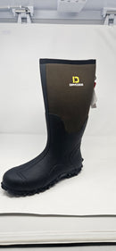 DRYCODE RUBBER BOOTS STEEL SHANK DURABLE ANTI SLIP MUD BOOTS - 10 - BLACK/BROWN - Like New