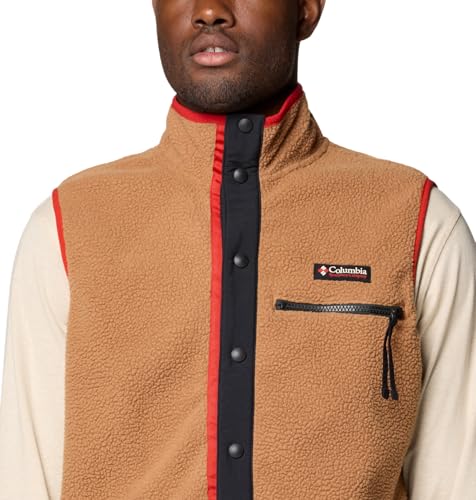 COLUMBIA HELVETIA II SHERPA PILE FLEECE VEST SIZE: MEN L CAMEL BROWN - Brand New