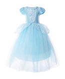 JERRIS APPAREL GIRLS PRINCESS COSTUME PUFF SLEEVE FANCY DRESS UP - BLUE - 7Y - Like New