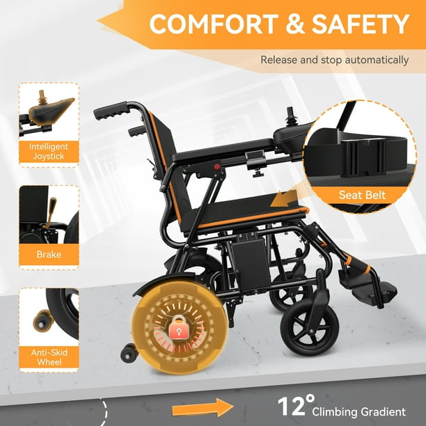 ELECTRIC WHEELCHAIR 20+ MILES RANGE ALL TERRAIN MOTORIZED WHEELCHAIR - ORANGE - Like New