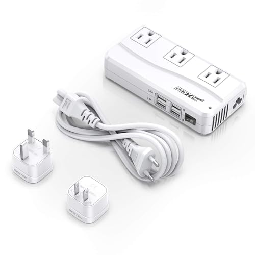 BESTEK UNIVERSAL TRAVEL ADAPTER 220V 110V VOLTAGE 6A 4-PORT USB ADAPTER - WHITE - Like New