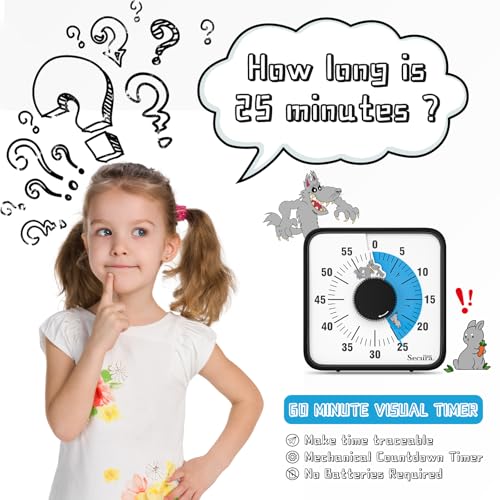 SECURA 60-MINUTE VISUAL COUNTDOWN TIMER 7.5 OVERSIZE CLASSROOM T764 - BLUE - Like New