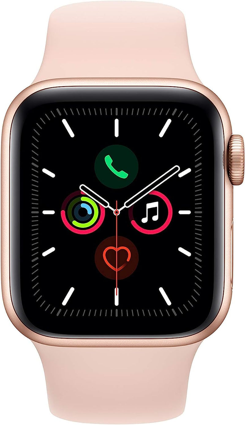 APPLE WATCH SERIES 5 GPS + LTE 44mm GOLD ALUMINUM CASE WITH PINK SAND SPORT BAND - Like New