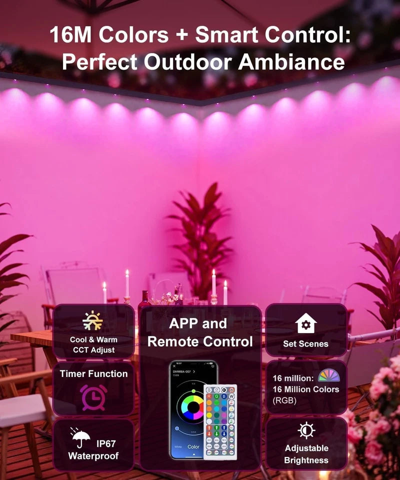 MULIVID 150FT PERMANENT OUTDOOR LIGHTS SMART RGB REMOTE APP CONTROL. - Like New