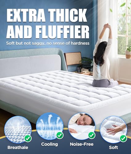 NOVTED MEMORY FOAM MATTRESS PAD TWIN XL FOR PRESSURE RELIEF - WHITE - Like New