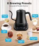 KOIOS Gooseneck Electric Kettle Temperature Control Mute Mode - MATT BLACK - Like New