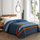 Queen Sherpa Blanket Pendleton Serape Stripe Blue - Brand New