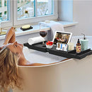 Bamboo Bathtub Caddy Tray (Non-Foldable, Black) - Brand New