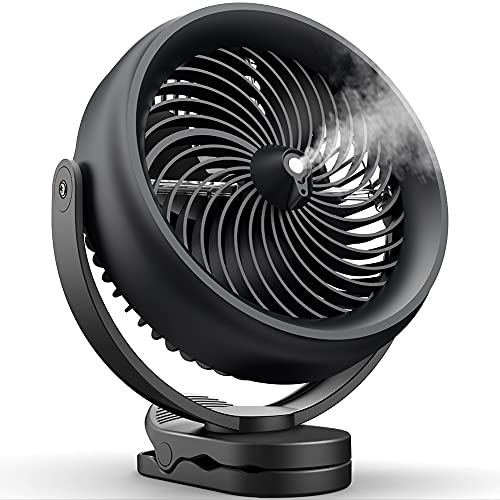 KOONIE 10000MAH BATTERY OPERATED MISTING FAN WITH CLIP, 8-INCH MIST - BLACK New