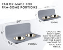 Elevated Cat & Dog Bowl Set Help Digestion Wall-Mount Monty & Coconut - Grey - Brand New
