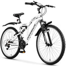 QARSWA 24/26" MOUNTAIN BIKE 21-SPEED SUSPENSION MTB WHEEL ASSEMBLY - WHITE - Brand New