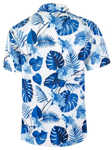 Ainiko Men's Short Sleeve Hawaiian Shirt - BLUE FLOWER - Size S - Like New