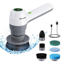 WORKPRO 8V ELECTRIC SPIN SCRUBBER 3SPEED 6 REPLACEABLE BRUSH HEADS - WHITE/GRAY - Like New