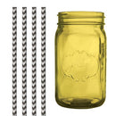 Dress My Cupcake Amber Yellow Vintage Jardin Mason Jar - Yellow Striped Straws - Like New