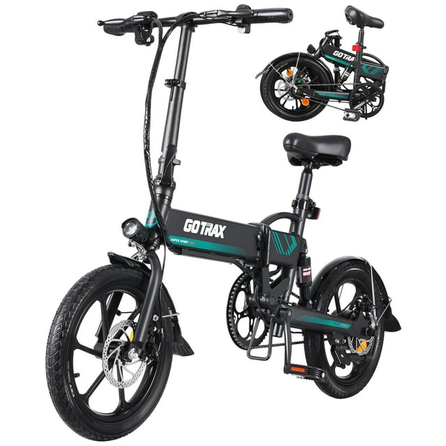 GOTRAX 16" FOLDING EBE1 ADULT ELECTRIC BIKE - 15.5MPH 350W 7 SPEED - BLACK - Like New