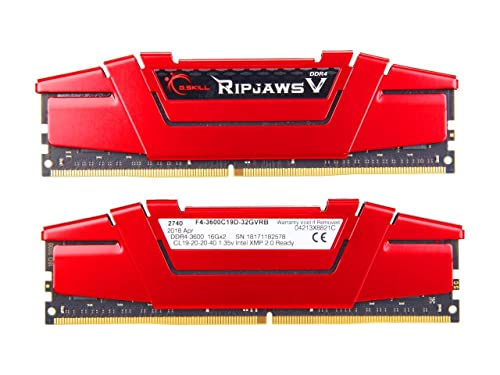 G.SKILL RipjawsV Series DDR4 RAM (XMP) 32GB 2x16GB 3600MT/s CL19-20-20-40 - Red - Brand New