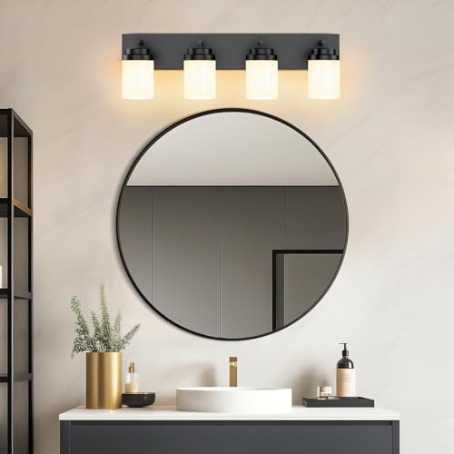 LKHF 4-LIGHT BATHROOM LIGHT FIXTURES, 27" - BLACK - Brand New