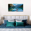 Large Canvas Print Picture Painting Blue Green Landscape Nature 20x40in - Brand New