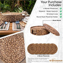 Wovanna Woven Brown Placemats Set of 6 Thick Rustic Round Kitchen Placemats - Brand New