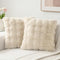 Volcanics Pack of 2 Plush Faux Wool Decorative Throw Pillow Covers 20x20" Beige - Like New