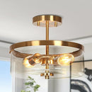 CLASSY LEAVES SEMI FLUSH MOUNT CEILING LIGHT MODERN GOLD CEILING LIGHT FIXTURE Like New