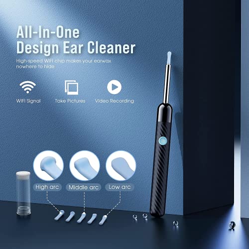 LEIPUT-X6 Ear Wax Removal Tool with 7 Pcs Ear Set Cleaner Camera - Black Like New